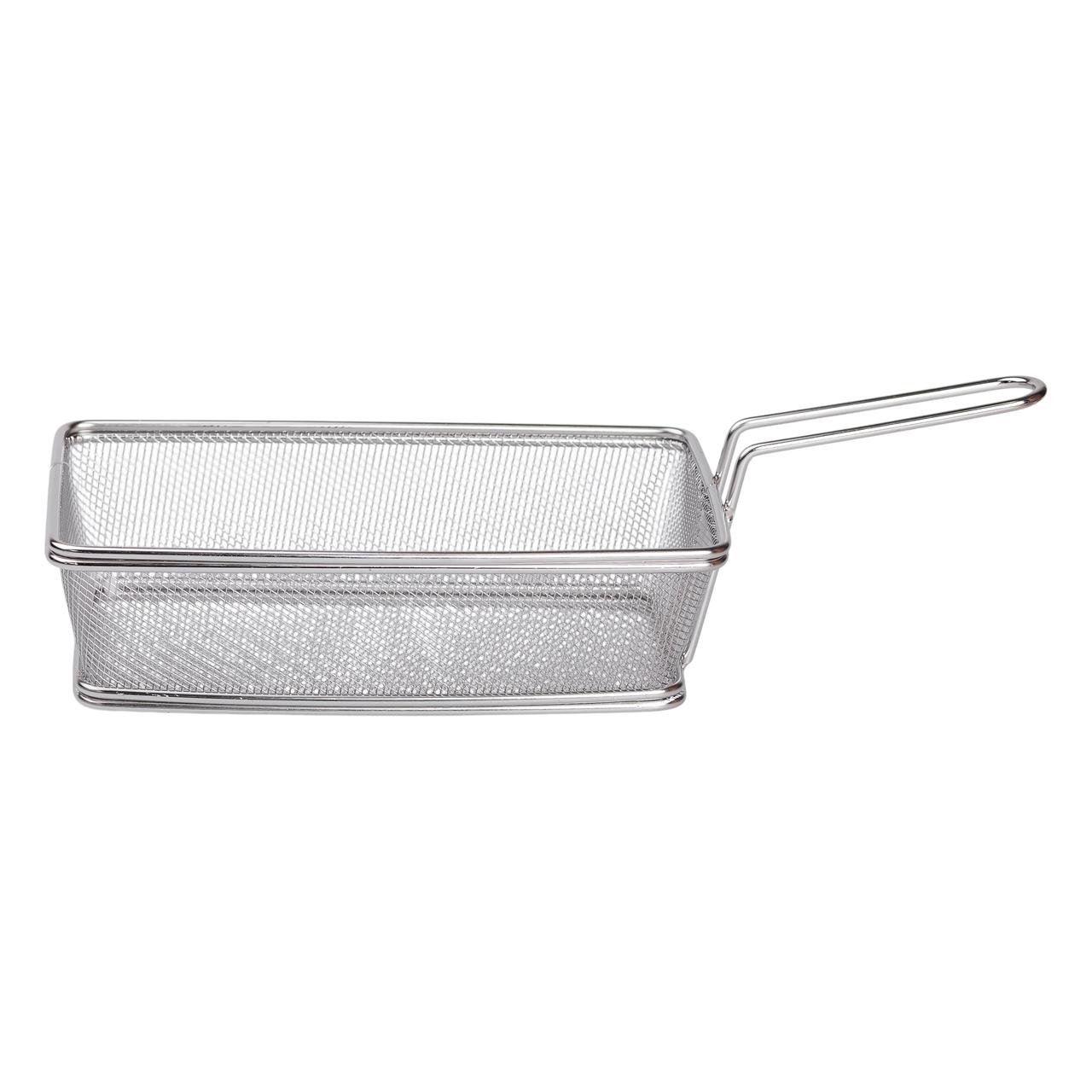 Кошик сервірувальний 21×11,5×5,5 см для подачі картоплі фрі та снеків з ручкою Срібляста HP-19-11 - Зображення 2