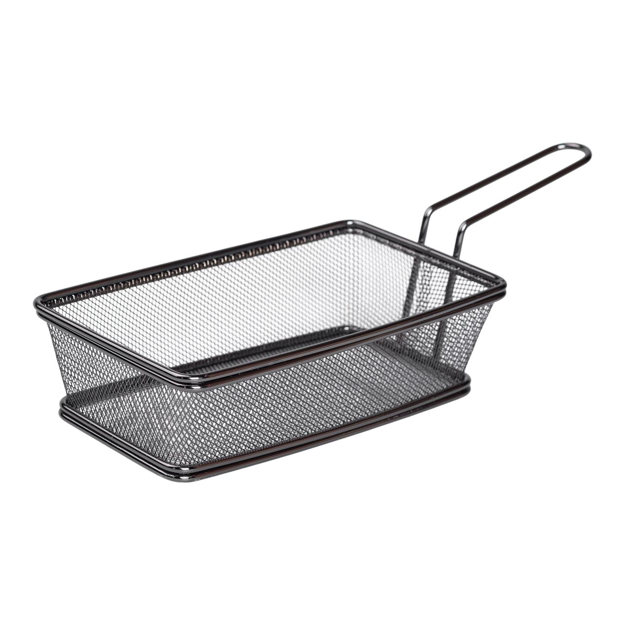 korzina_servirovochnaya_dlya_podachi_fri_i_snekov_21h11_5h5_5_sm_iz_nerzhaveyushchey_stali_posuda_dlya_podachi_chernyy Кошик сервірувальний 21×11.5×5.5 см для подачі картоплі фрі та снеків з ручкою Чорний HP-19-11-B - Зображення 1