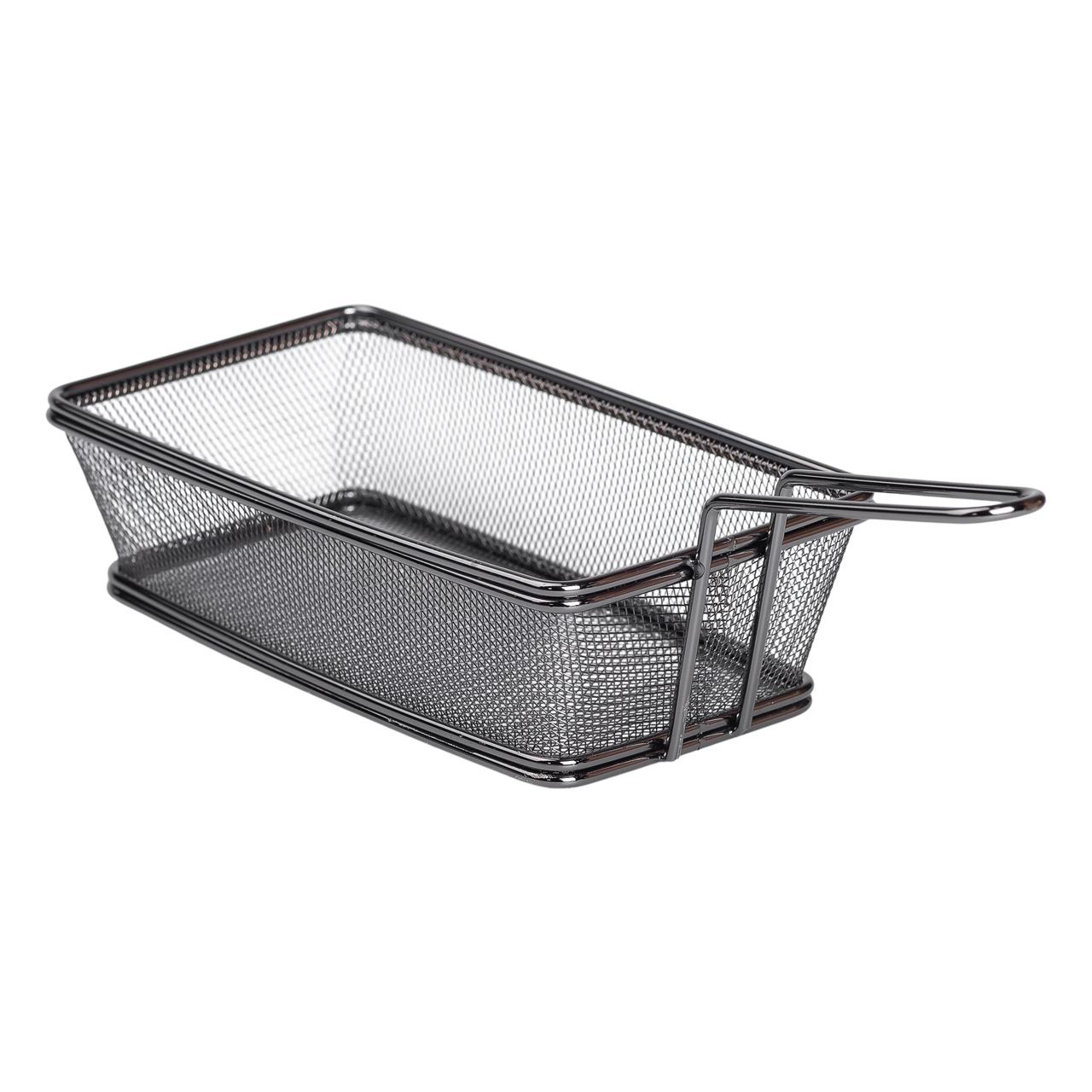 Кошик сервірувальний 21×11.5×5.5 см для подачі картоплі фрі та снеків з ручкою Чорний HP-19-11-B - Зображення 3