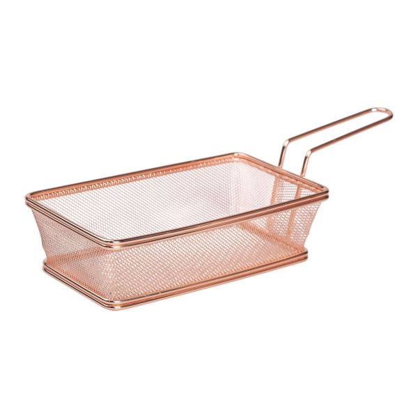 Кошик сервірувальний 21×11.5×5.5 см для подачі картоплі фрі та снеків з ручкою Рожевий HP-19-11-R