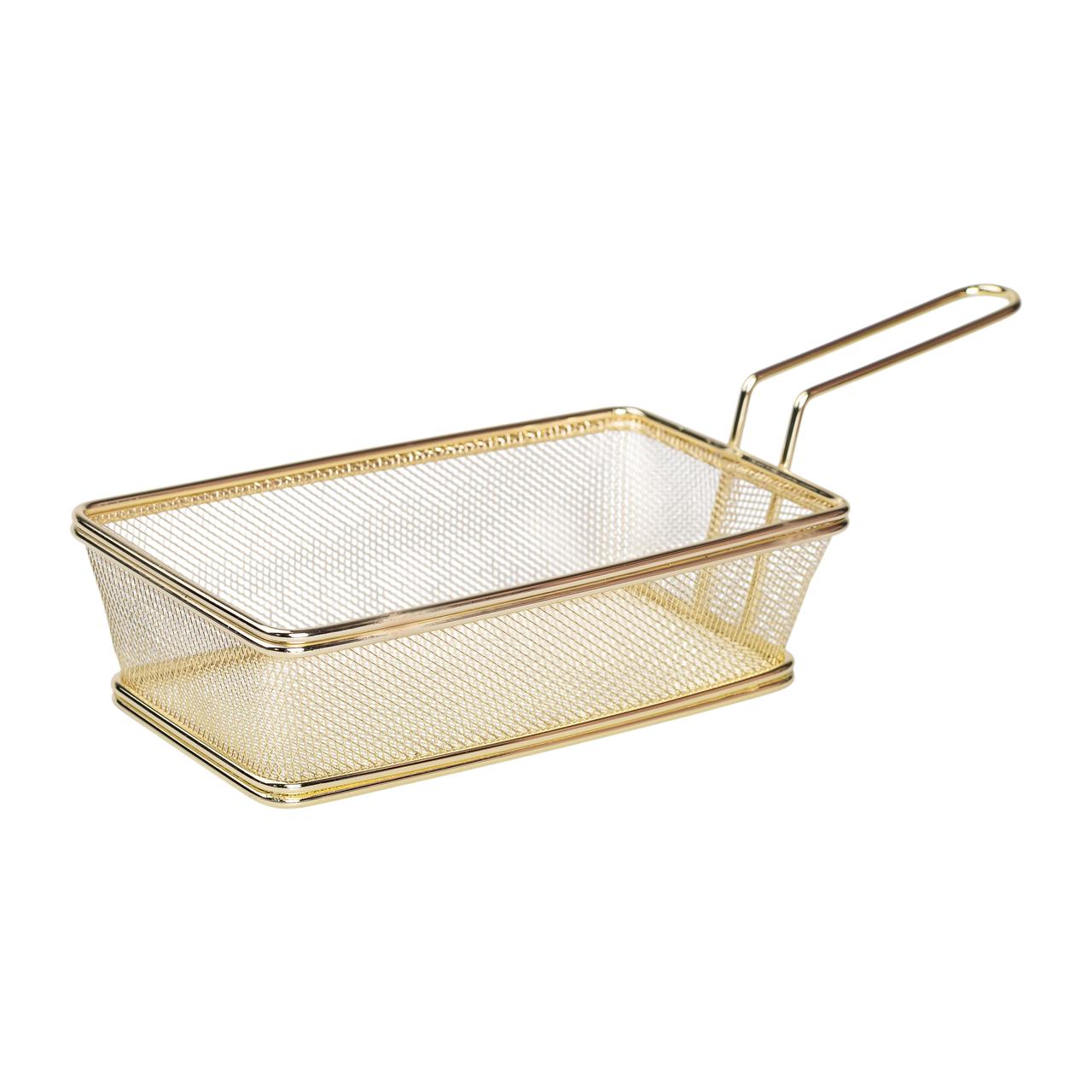 korzina_servirovochnaya_dlya_podachi_fri_i_snekov_21h11_5h5_5_sm_iz_nerzhaveyushchey_stali_posuda_dlya_podachi_zoloto Кошик сервірувальний 21×11.5×5.5 см для подачі картоплі фрі та снеків з ручкою Золота HP-19-11-G - Зображення 1