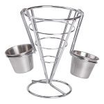 Кошик для картоплі фрі та снеків з 2 соусниками 50 мл конусний 15х15х13.5 см HP-19-7 - Зображення 2