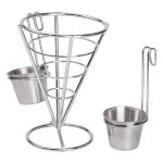 Кошик для картоплі фрі та снеків з 2 соусниками 50 мл конусний 15х15х13.5 см HP-19-7 - Зображення 3