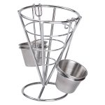 Кошик для картоплі фрі та снеків з 2 соусниками 50 мл конусний 15х15х13.5 см HP-19-7 - Зображення 4