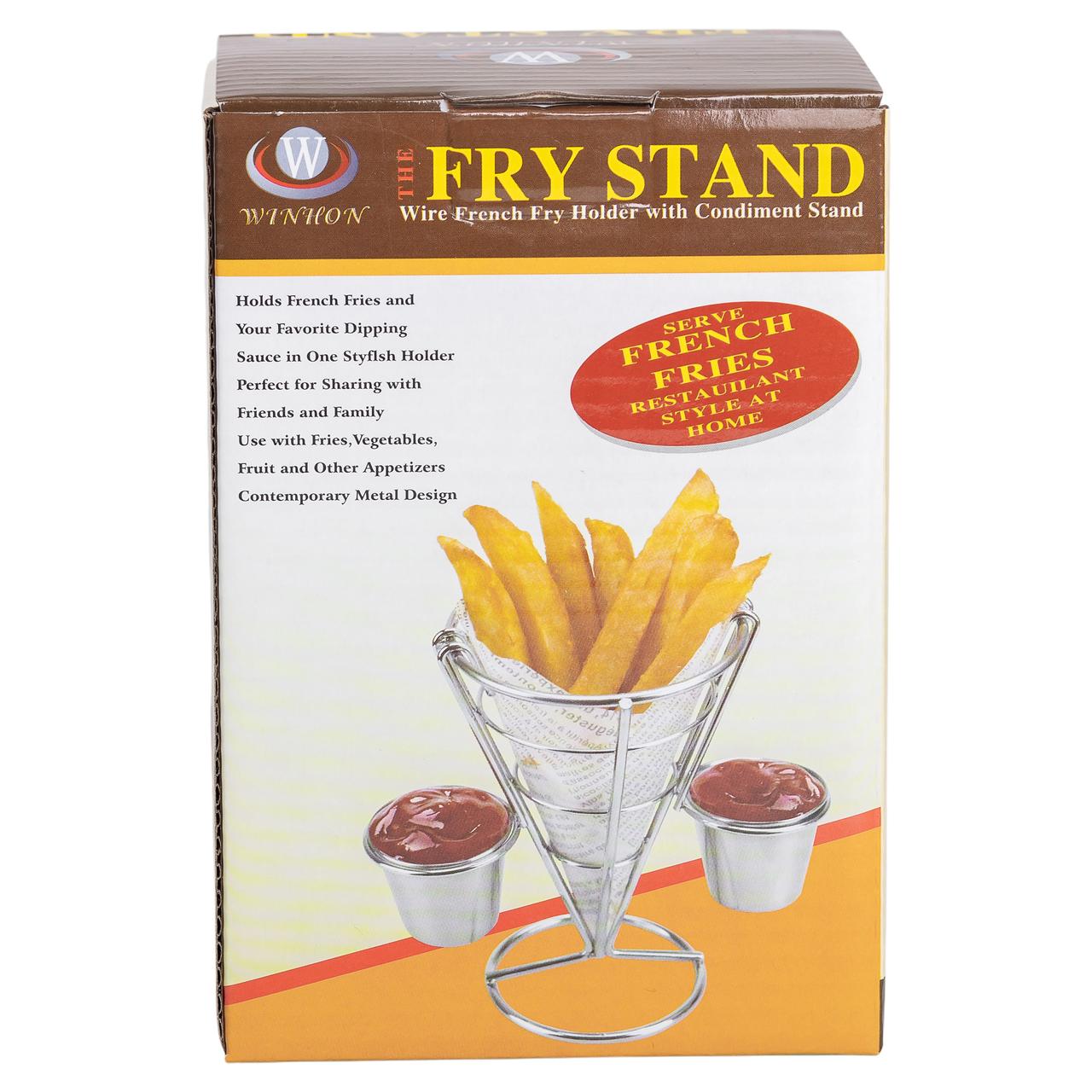 Кошик для картоплі фрі та снеків з 2 соусниками 50 мл конусний 15х15х13.5 см HP-19-7 - Зображення 1