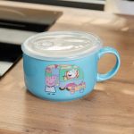 Миска для локшини порцелянова 770 мл із герметичною кришкою, блакитна HP-15-15 - Зображення 4