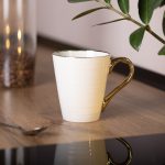 Чашка порцелянова із золотим обідком та позолоченою ручкою 320 (мл) Бежева RX-N240624BE - Зображення 4