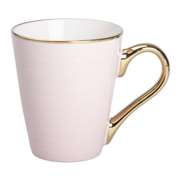 Чашка порцелянова із золотим обідком та позолоченою ручкою 320 (мл) Рожева RX-N240624P