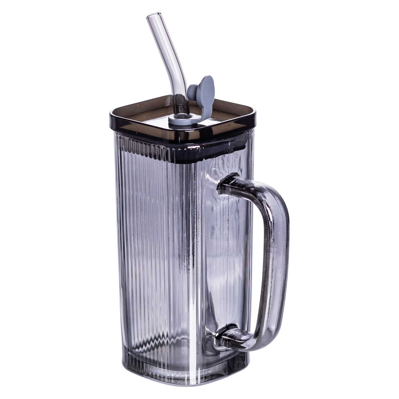 Кружка скляна з кришкою та трубочкою 280 (мл) чашка з трубочкою та кришкою на подарунок HP-19-52 - Зображення 1