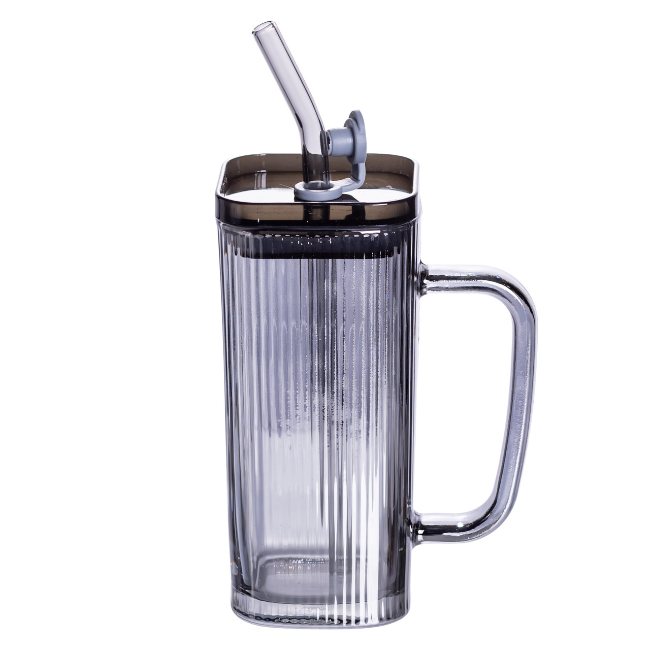 Кружка скляна з кришкою та трубочкою 280 (мл) чашка з трубочкою та кришкою на подарунок HP-19-52 - Зображення 2