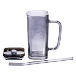 Кружка скляна з кришкою та трубочкою 280 (мл) чашка з трубочкою та кришкою на подарунок HP-19-52 - Зображення 3