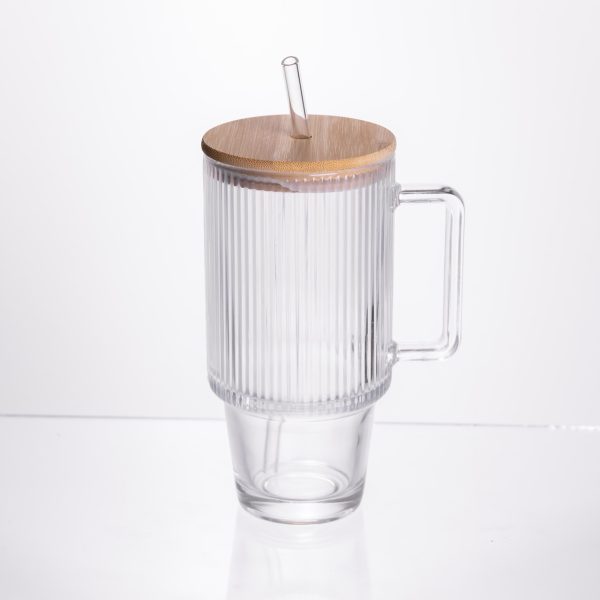Кружка скляна з кришкою і трубочкою 750 (мл) HP-19-48