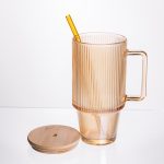 Скляна чашка з кришкою і трубочкою 750 мл Коричнева HP-19-50R - Зображення 3