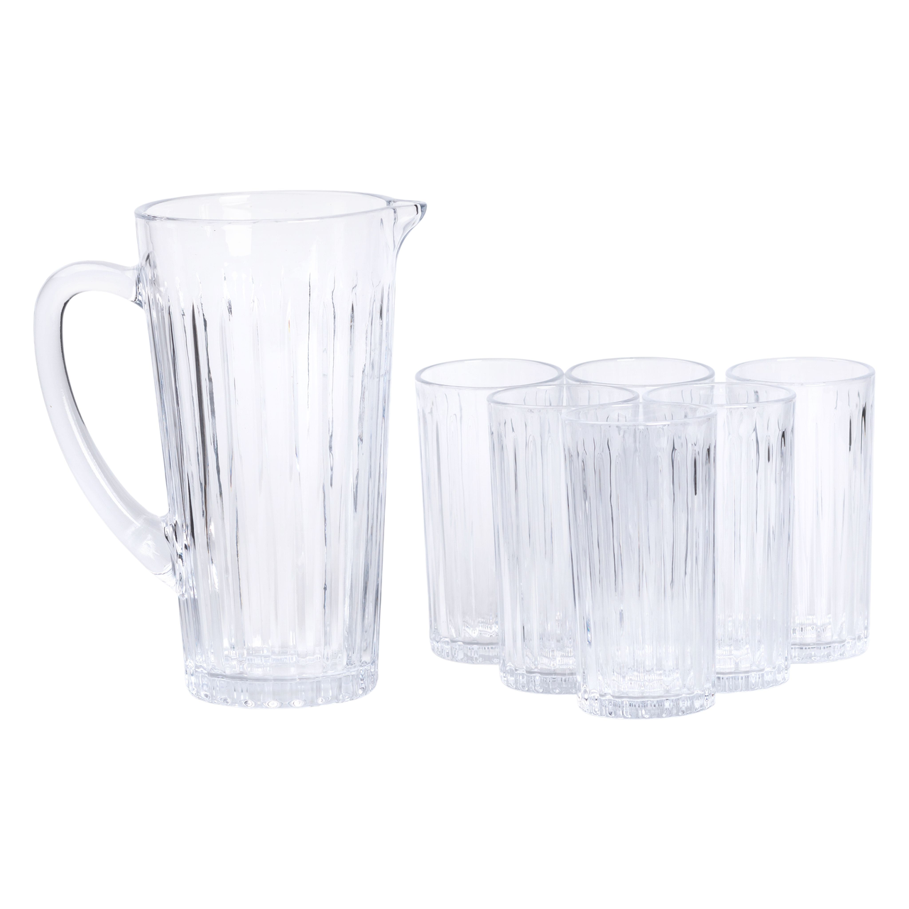 kuvshin_1_2_litra_so_stakanami_6_shtuk_po_320_ml_grafin_dlya_kompota_soka_vody_limonada Глечик 1.2 літра зі склянками 6 штук по 320 мл графин для компоту соку води лимонаду HP-19-5 - Зображення 1