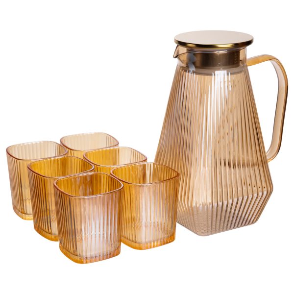 Глек для напоїв 1.8 л зі склянками 6 штук по 0.2 л Коричневий HP-19-39