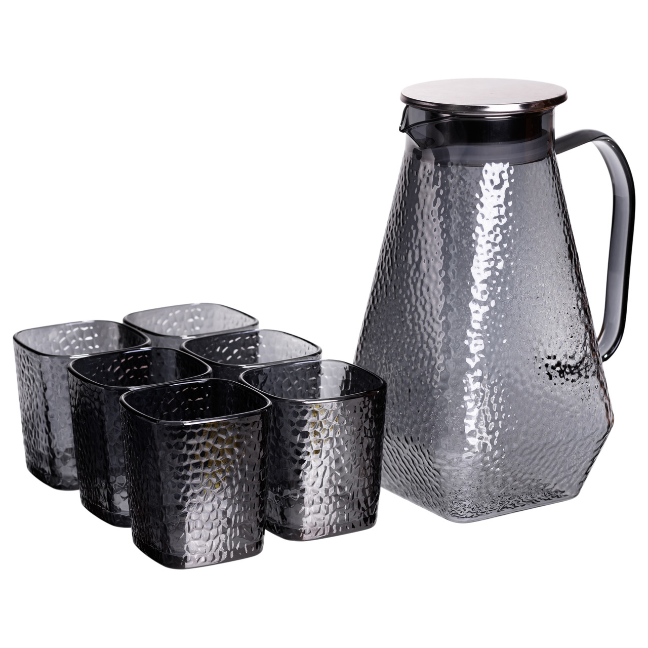 Глечик 1.8 л зі склянками 6 штук по 200 (мл) графин для компоту соку води лимонаду глечик для напоїв Сірий HP-19-38S - Зображення 3