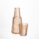 Глечик 800 мл зі склянкою 1 (шт) 250 (мл) графин для компоту соку води лимонаду глечик для напоїв Коричневий HP-19-TH-4 - Зображення 2