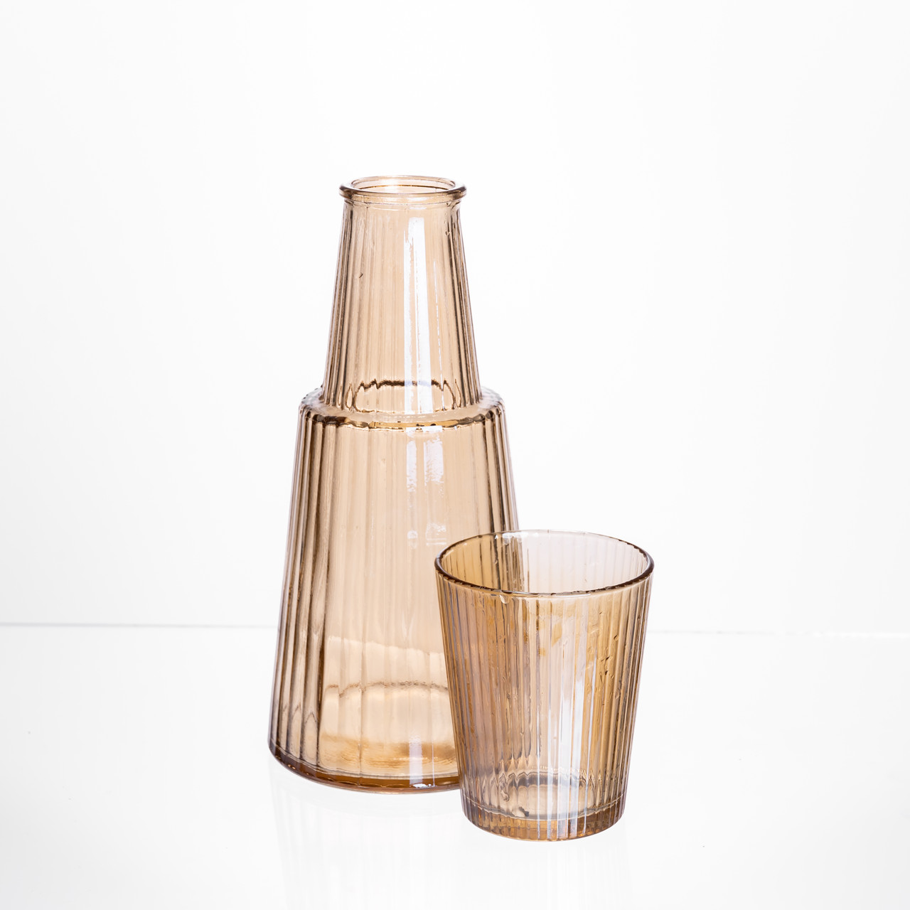 Глечик 800 мл зі склянкою 1 (шт) 250 (мл) графин для компоту соку води лимонаду глечик для напоїв Коричневий HP-19-TH-4 - Зображення 2