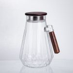 Глечик для напоїв 1.7 (л) для компоту, мохіто, лимонаду, сангрії скляний глечик із ручкою й бамбуковою кришкою 64486-71 - Зображення 5