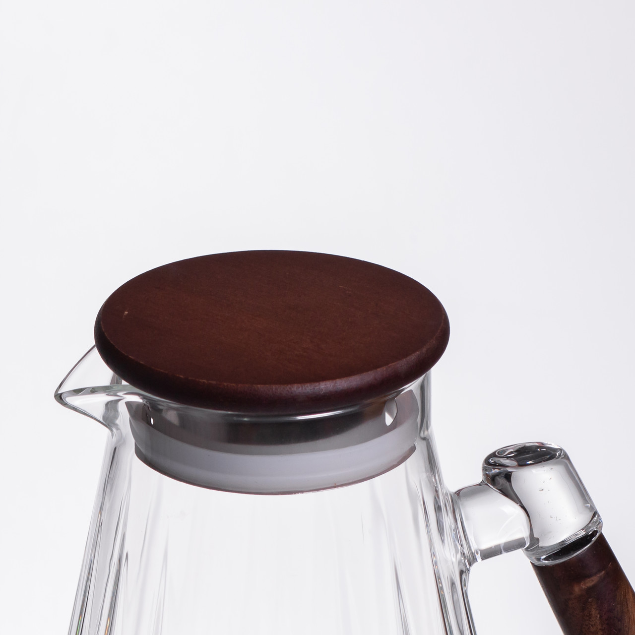 Глечик для напоїв 1.7 (л) для компоту, мохіто, лимонаду, сангрії скляний глечик із ручкою й бамбуковою кришкою 64486-71 - Зображення 7
