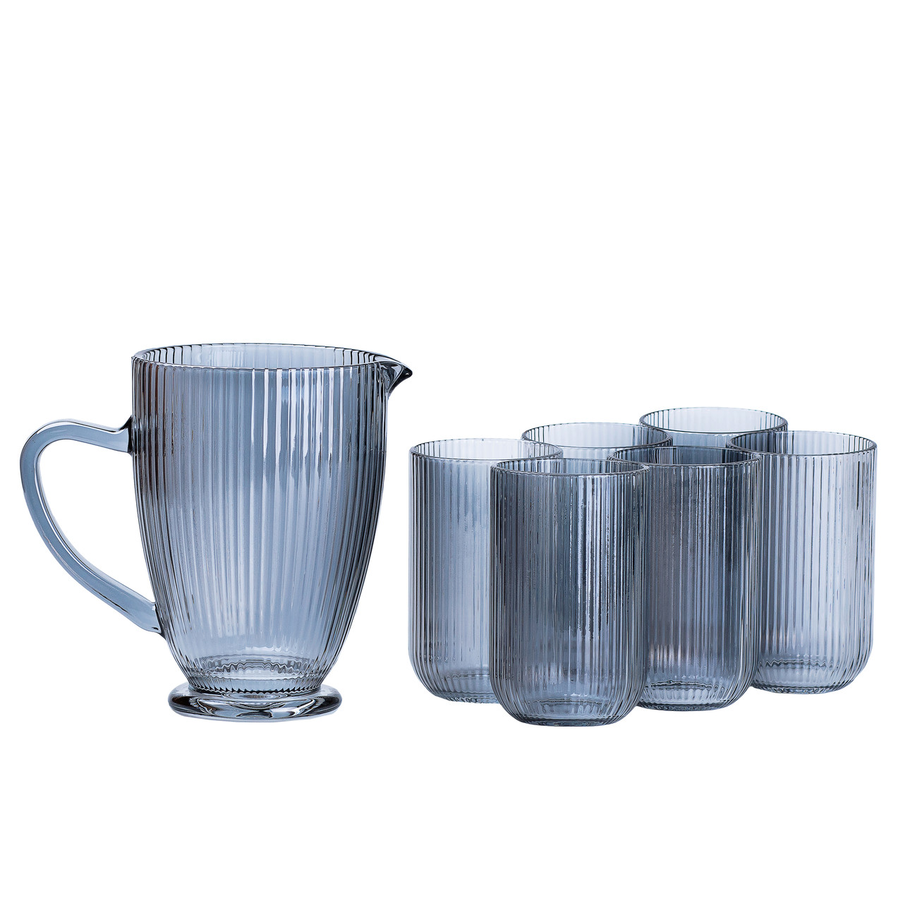 Набір скляний глечик і 6 склянок сірий HP542 - Зображення 1