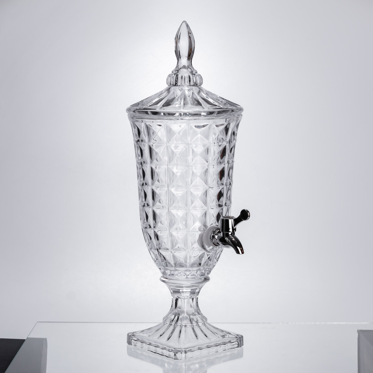 Лимонадниця з краном на підставці скляна 2 л лимонадник 46 см прозорий HP-19-12F - Зображення 1