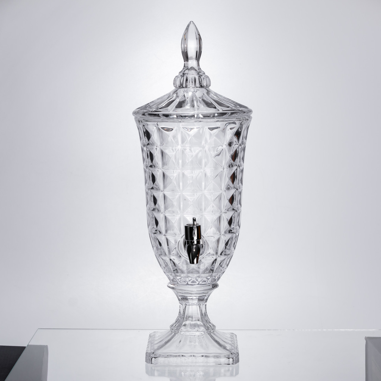 Лимонадниця з краном на підставці скляна 2 л лимонадник 46 см прозорий HP-19-12F - Зображення 2