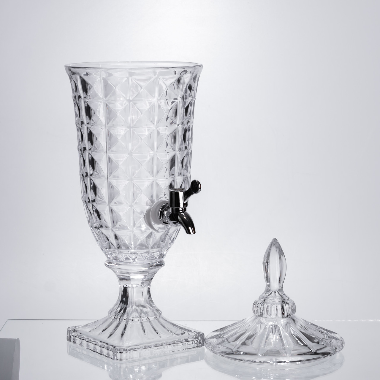 Лимонадниця з краном на підставці скляна 2 л лимонадник 46 см прозорий HP-19-12F - Зображення 3