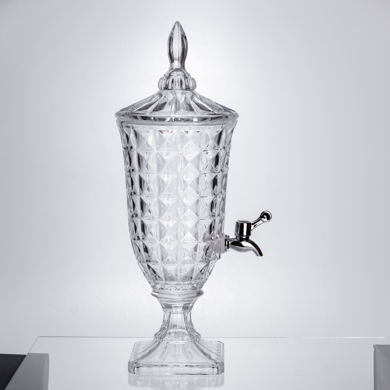 Лимонадниця з краном на підставці скляна 2 л лимонадник 46 см прозорий HP-19-12F - Зображення 4