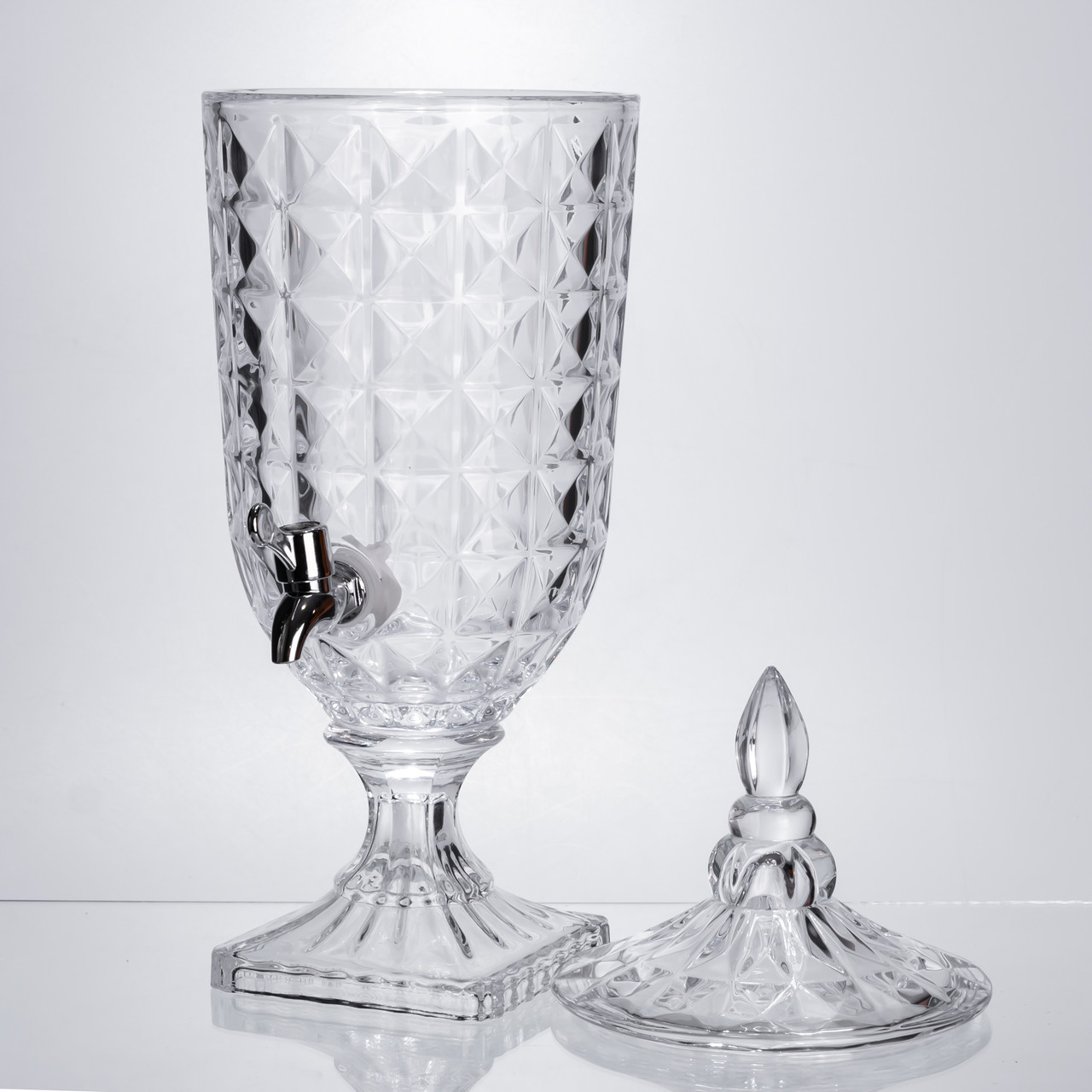 Лимонадниця з краном на підставці скляна 3 л лимонадник 48 см прозорий HP-19-18F - Зображення 2