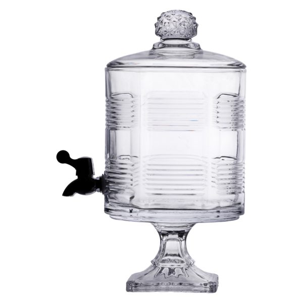 Скляна лимонадниця з краном на підставці, об'єм 4,5 л, прозора HP-19-2