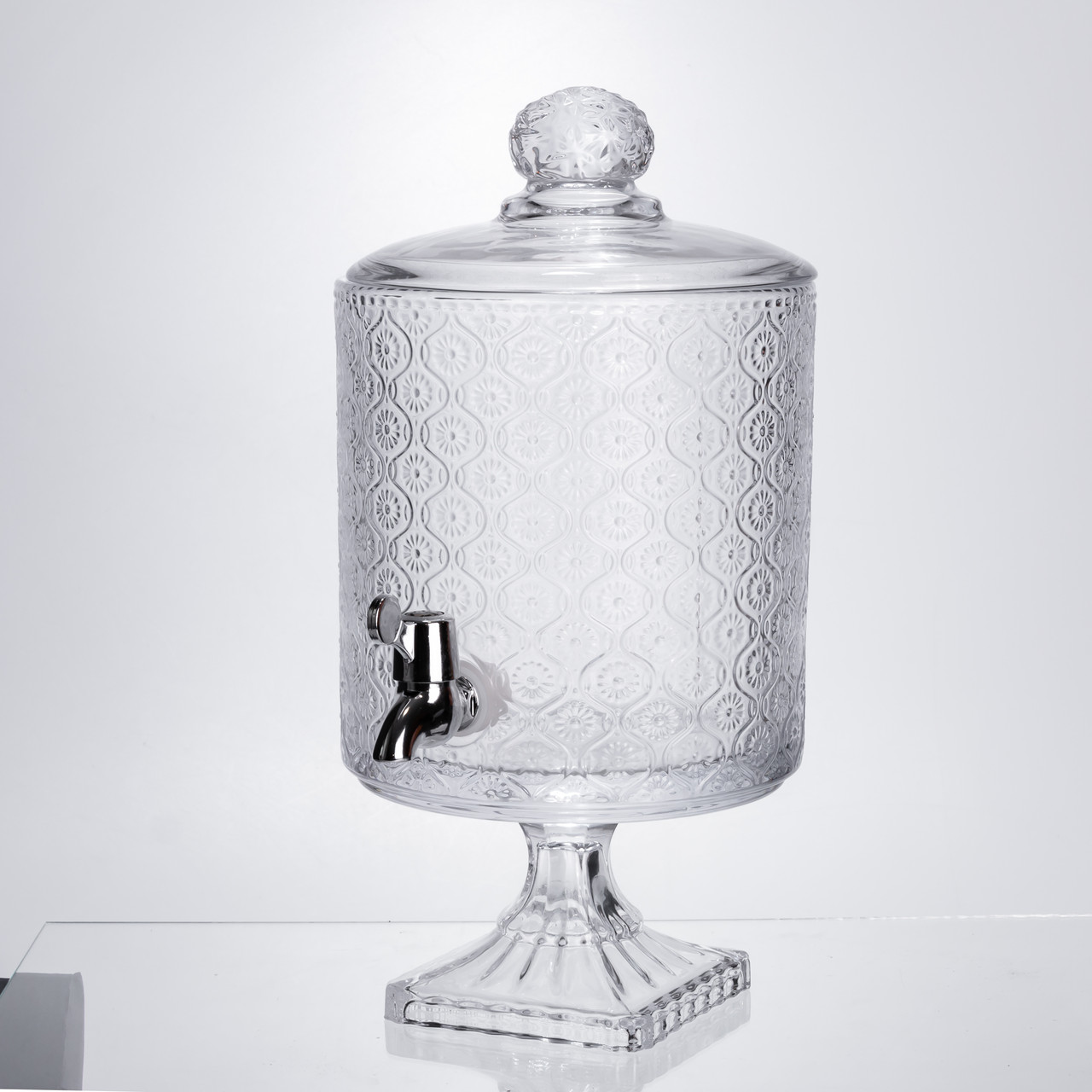 Лимонадниця з краном на підставці скляна 4.5 л лимонадник 39 см прозорий HP-19-3045-7 - Зображення 1