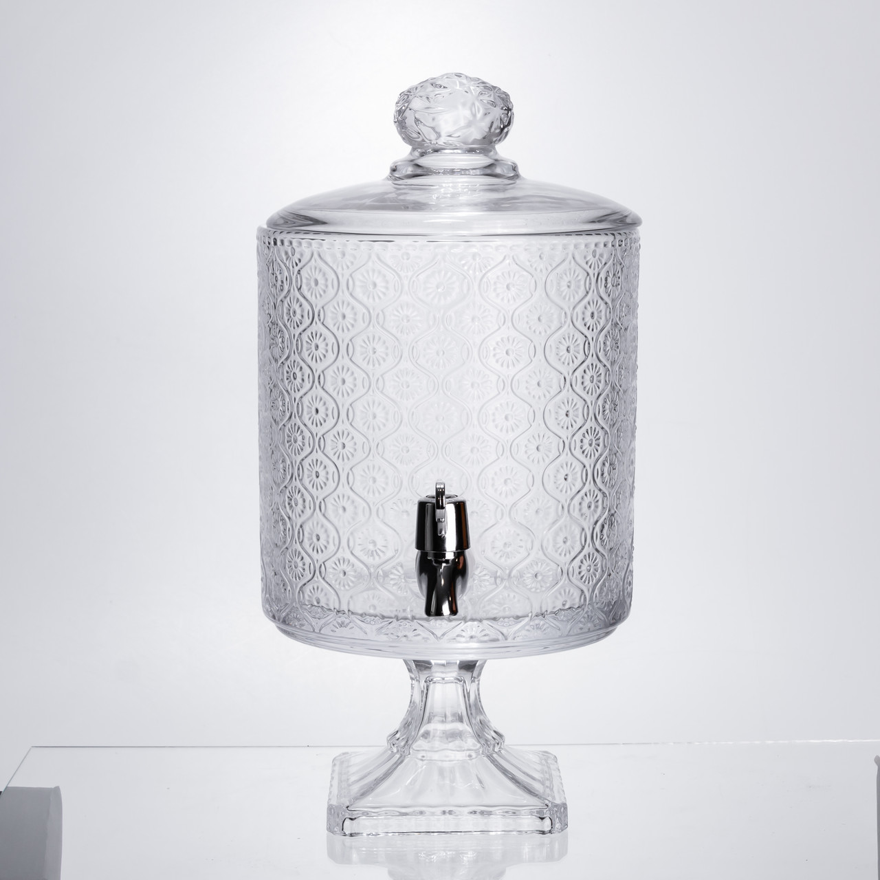 Лимонадниця з краном на підставці скляна 4.5 л лимонадник 39 см прозорий HP-19-3045-7 - Зображення 2