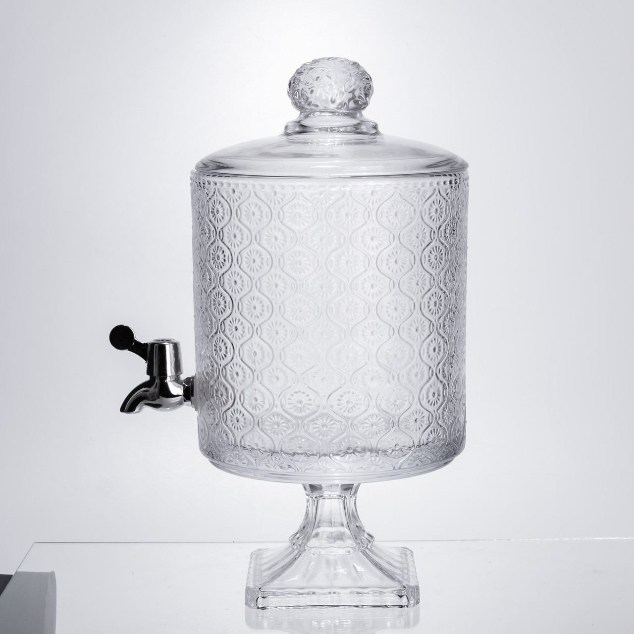 Лимонадниця з краном на підставці скляна 4.5 л лимонадник 39 см прозорий HP-19-3045-7 - Зображення 3