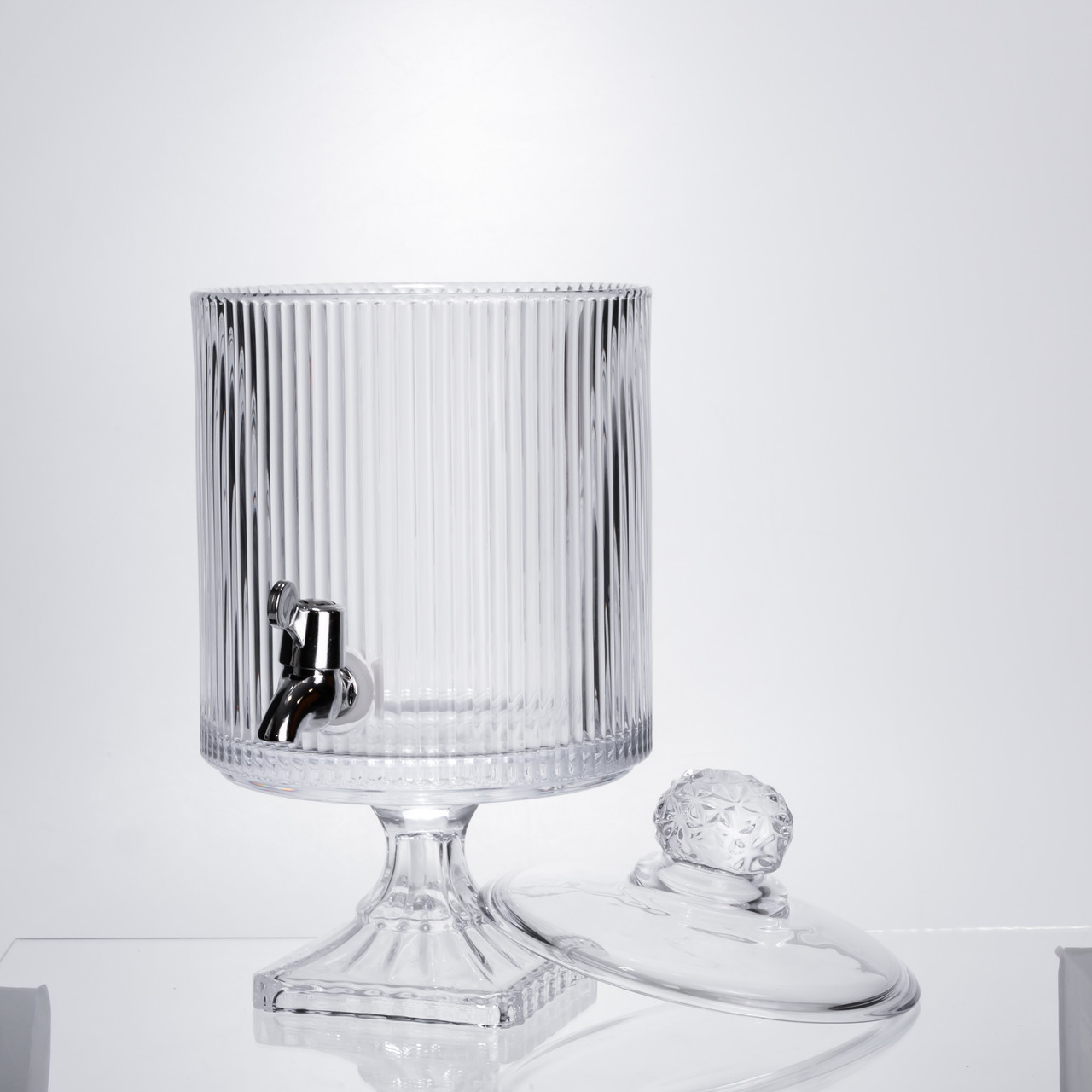 Лимонадниця з краном на підставці скляна 4.5 л лимонадник 39 см прозорий HP-19-3045-6 - Зображення 4