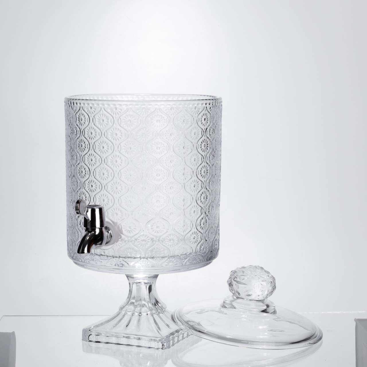 Лимонадниця з краном на підставці скляна 4.5 л лимонадник 39 см прозорий HP-19-3045-7 - Зображення 4