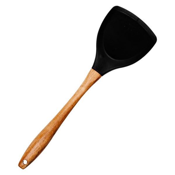 Силіконова кухонна лопатка для сковороди 33.5 см з дерев'яною ручкою HP-8-55