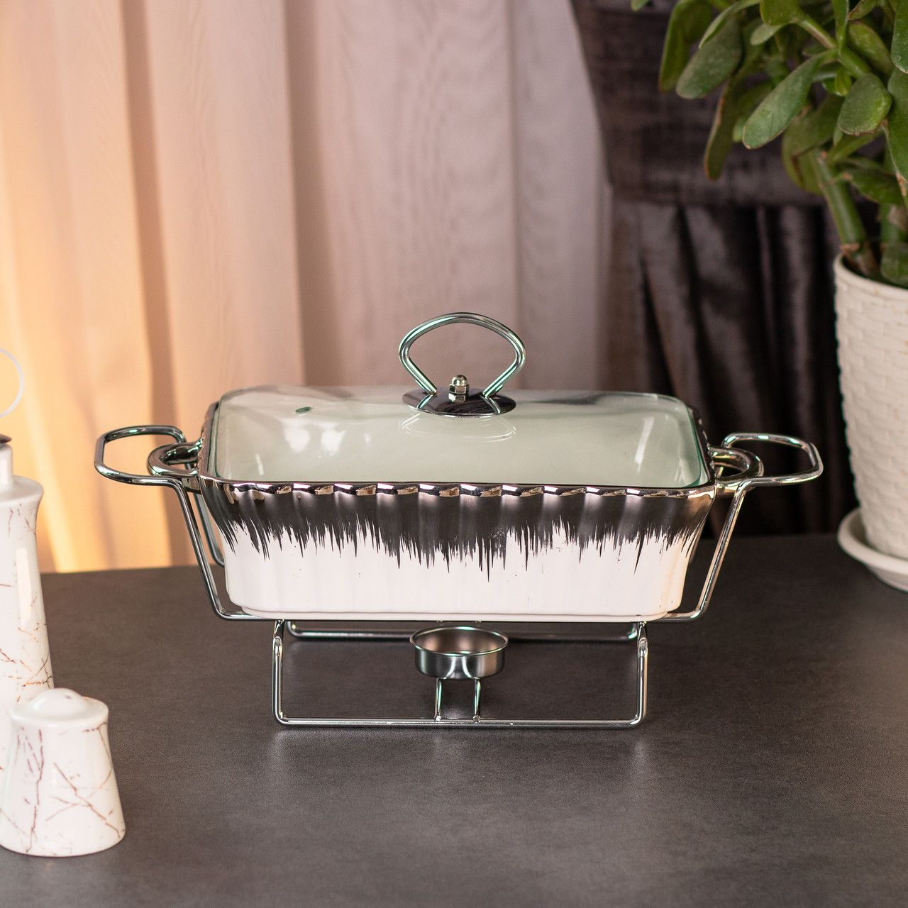 Марміт прямокутний на 1 л порцелянаовий з підігрівом 31×16×11 см HP1019 - Зображення 2