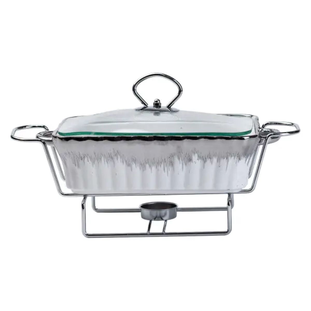 marmitnitsa_keramicheskaya_pryamougolnaya_1_l_so_steklyannoy_kryshkoy_hrom-1 Марміт прямокутний на 1 л порцелянаовий з підігрівом 31×16×11 см HP1019 - Зображення 1