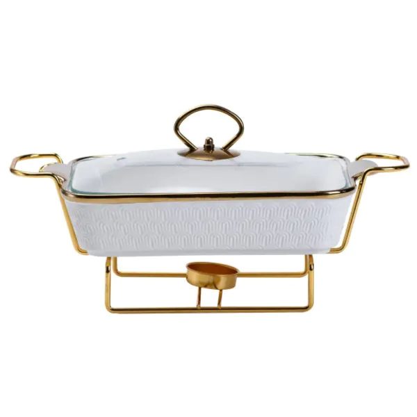 Порцеляновий марміт на 1 літр з металевою підставкою HP1013