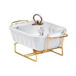 Марміт порцелянаовий на 1 літр із підігрівом на металевій підставці HP1028 - Зображення 4