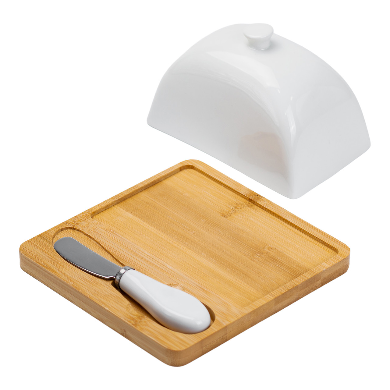 Маслянка порцелянова 15×15×9 см з ножем на підставці HP1255 - Зображення 3