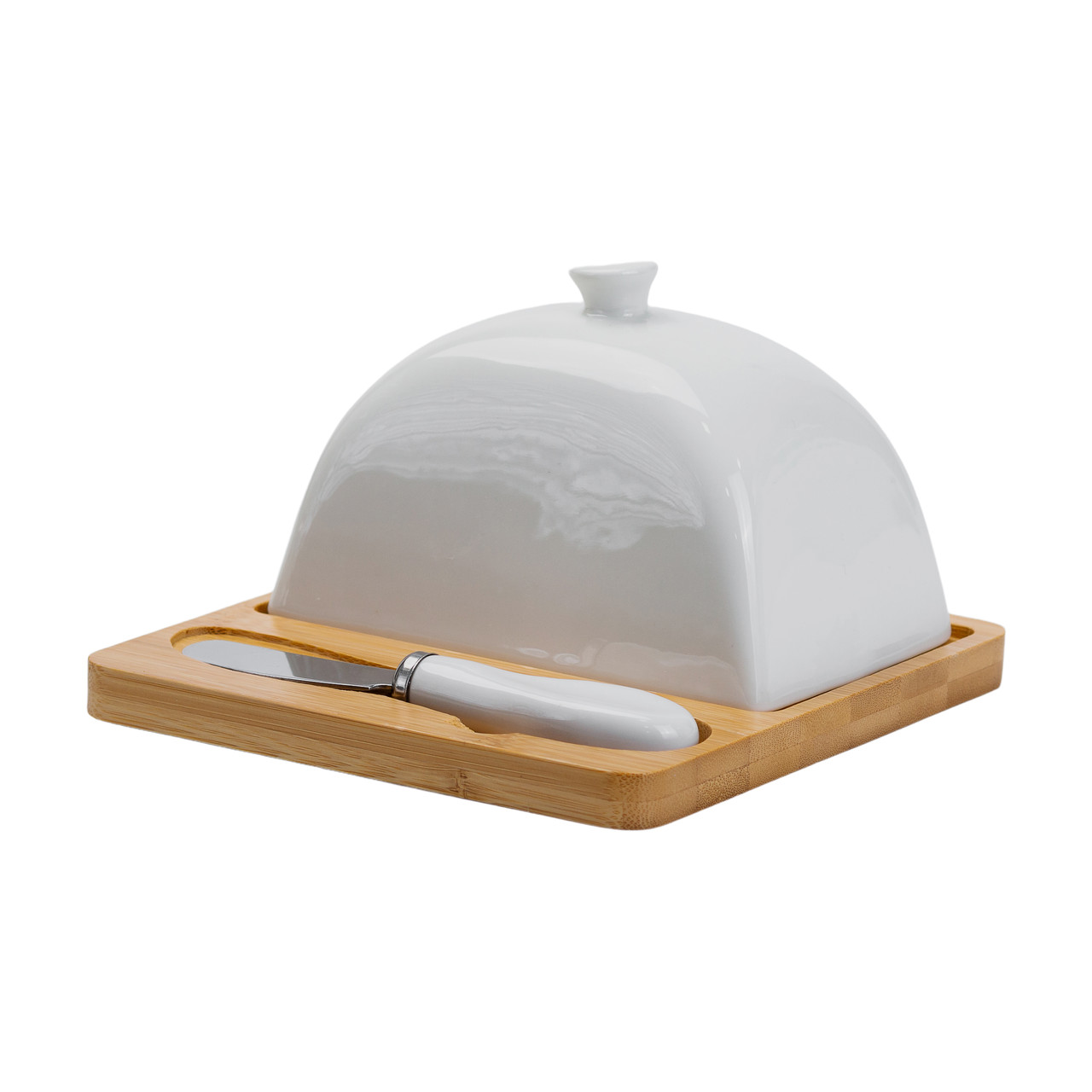 Маслянка порцелянова 15×15×9 см з ножем на підставці HP1255 - Зображення 5