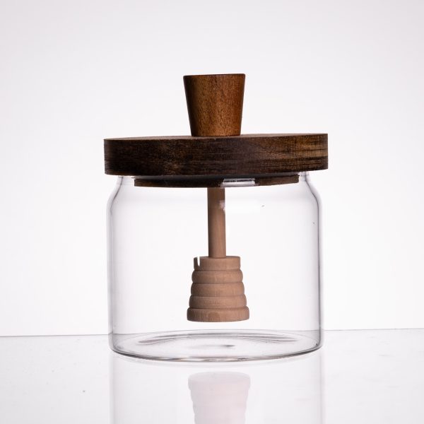 Скляна медовниця з кришкою та ложкою, 400 мл, баночка для зберігання меду, артикул 64486-1