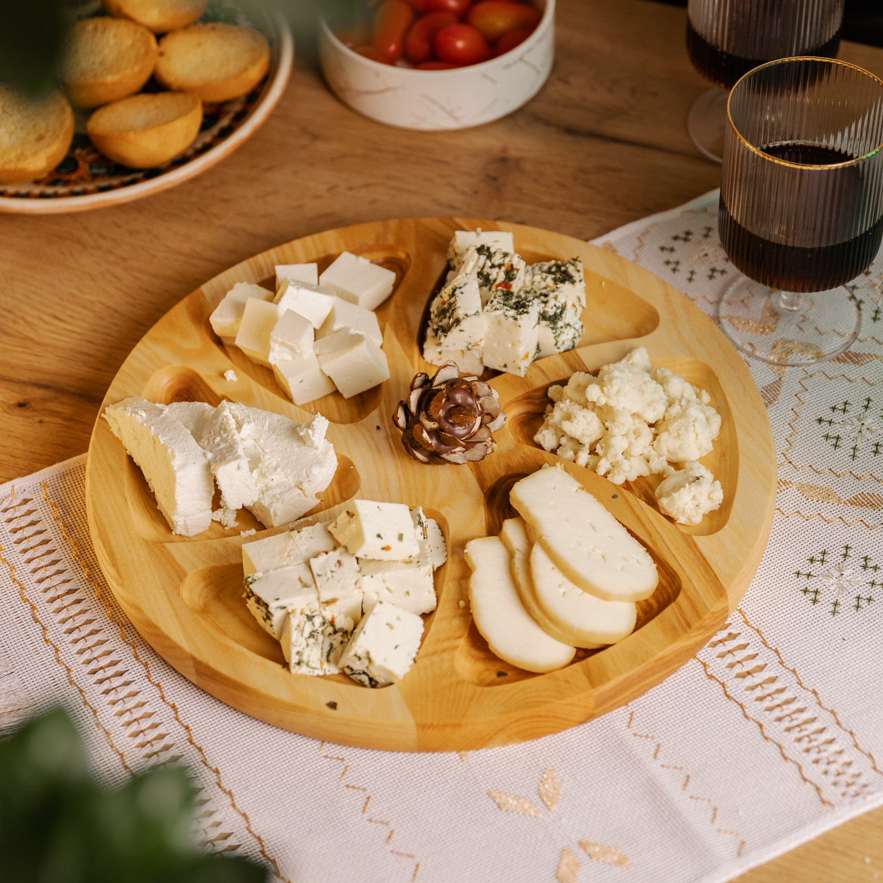 Менажниця дерев'яна 30 см кругла на 6 секцій, ясен T30W300 - Зображення 4