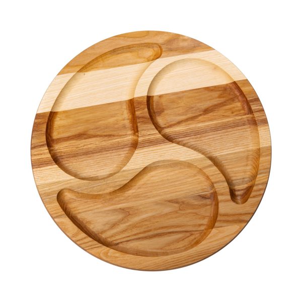 Менажниця дерев'яна 35 см кругла на 3 секції, ясен T12W350