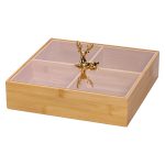 Менажниця дерев'яна на 4 секції з кришкою квадратна HB-40-1 - Зображення 3