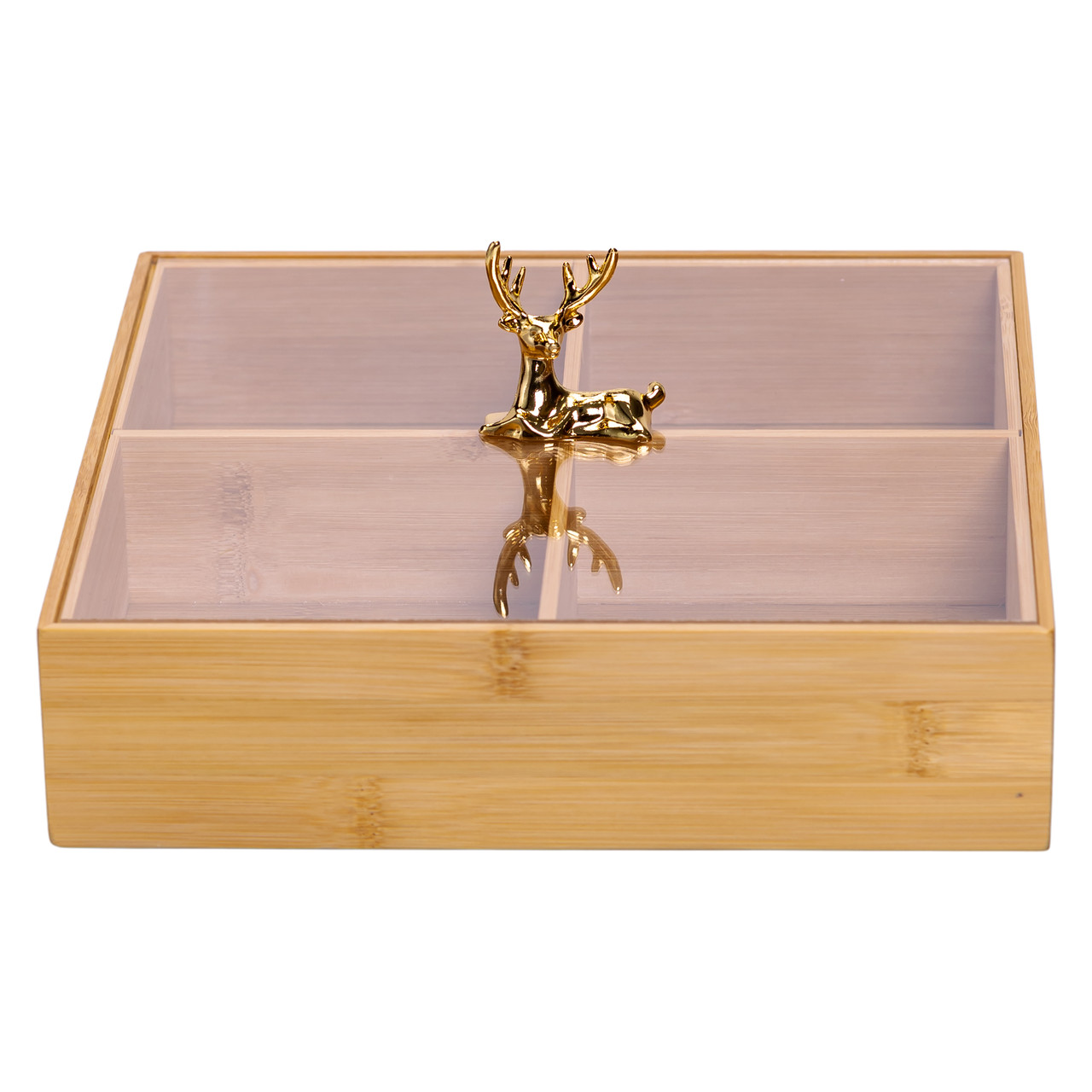 Менажниця дерев'яна на 4 секції з кришкою квадратна HB-40-1 - Зображення 4