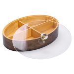 Менажниця дерев'яна на 4 секції зі скляною кришкою для закусок овальна HB-40-8 - Зображення 2