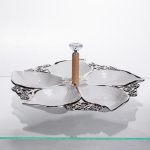 Менажниця порцелянова на 5 секцій для закусок тарілка менажниця 30×30×13 (см) Білий з сріблом 918-44S - Зображення 2
